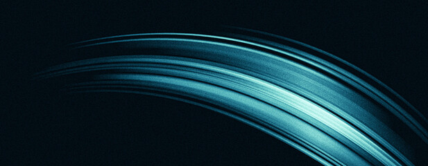 Wall Mural - dark grainy banner background, cyan blue glowing dynamic turquoise light lines shape on black backdr