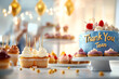 © Alina - Thank you team celebration with cupcakes and decorative cake for special occasion, Employee Appreciation Day