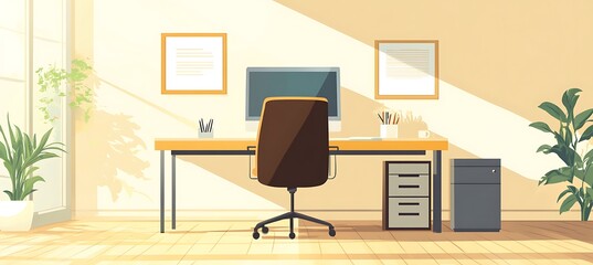 Poster - A modern business workspace with a clean desk
