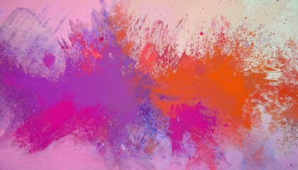 Poster - vibrant abstract splashes of pink, orange, and purple paint blending in dynamic composition, ideal for modern art decor