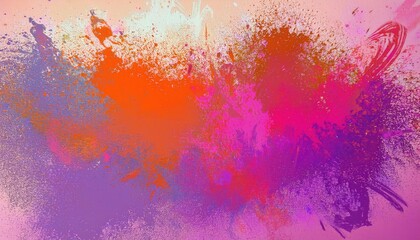 Poster - vibrant abstract splashes of pink, orange, and purple paint blending in dynamic composition, ideal for modern art decor