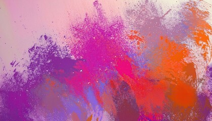 Poster - vibrant abstract splashes of pink, orange, and purple paint blending in dynamic composition, ideal for modern art decor