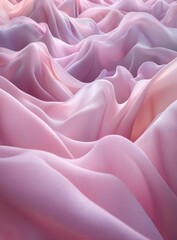 Sticker - Abstract image of draped pastel pink fabric with soft light and shadows creating texture and form. The image evokes a sense of calmness and serenity