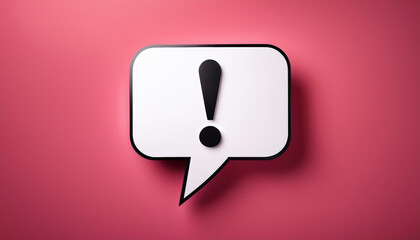 Leinwandbilder - White speech bubble with exclamation mark on pink background. Important message. Modern design