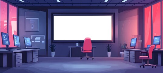 Poster - a modern office interior with a large whiteboard and plenty of space for text