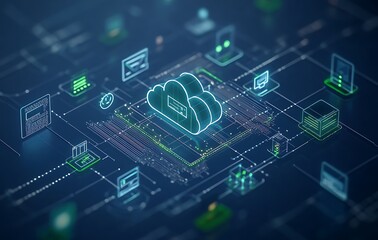 Poster - Cloud computing network digital data technology.