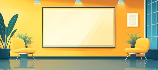 Poster - a modern office with a large presentation screen and empty space for tex