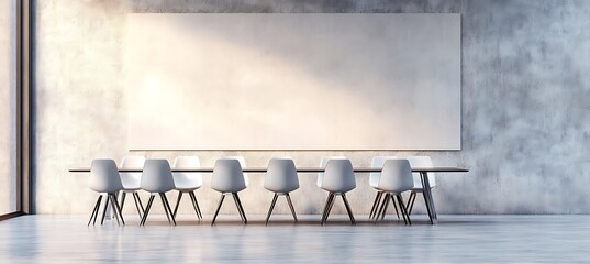 Poster - a professional meeting setup with a large table and ample blank space for text