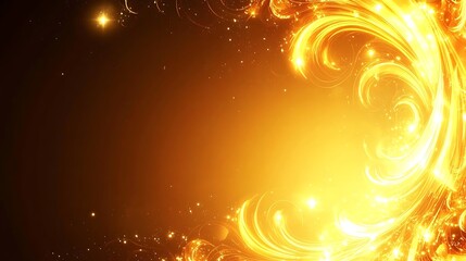 Wall Mural - golden swirling abstract design with glowing lights