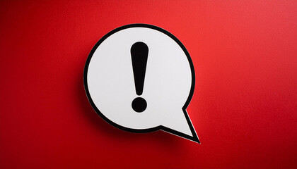 Leinwandbilder - White speech bubble with exclamation mark on red background. Important message. Modern design