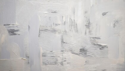 Poster - textured white and gray abstract painting with thick brushstrokes, perfect for modern minimalist wall decor
