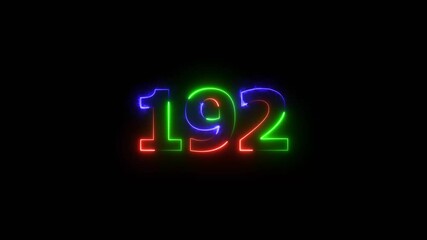 Poster - Abstract beautiful glowing neon text 192 business number countdown background 4k animation.