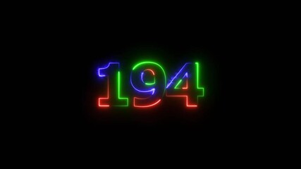 Poster - Abstract beautiful glowing neon text 194 business number countdown background 4k animation.