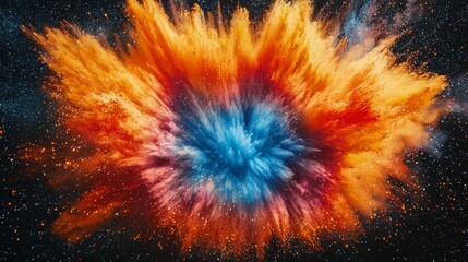 Poster - Vibrant Explosion of Colors and Shapes in Cosmic Backgrounds
