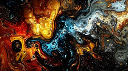 Poster - Vibrant Abstract Patterns with Fluid Colors and Dynamic Flowing Designs