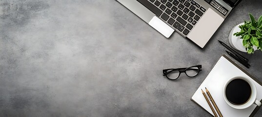 Poster -  A professional workspace with a focus on a clean desk 