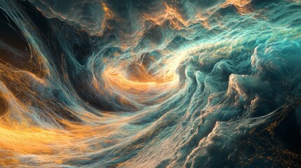Poster - abstract energy waves flowing through digital aesthetic design