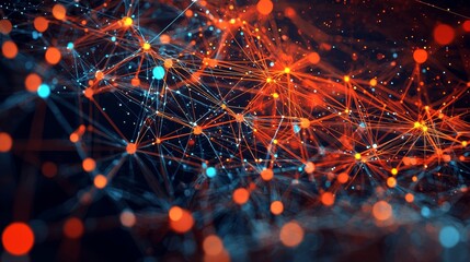 Poster - Abstract Digital Mind Map of Connections in a Cybernetic Network Visualization