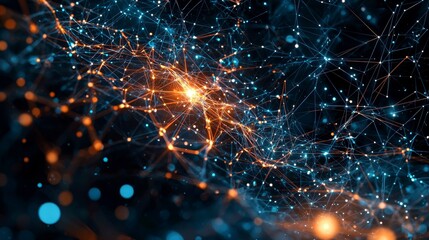 Poster - Abstract Digital Mind Map of Connections in Cybernetic Network Visualization