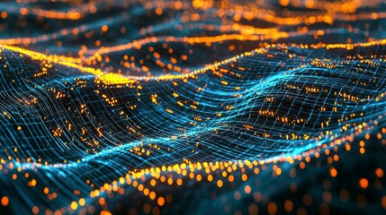Fototapete - Vibrant Abstract Visualization of Data Waves in Electric Colors