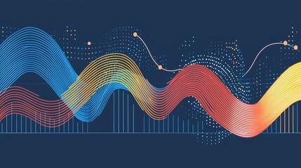 Poster - Colorful Abstract Waves Breaking Through Data Visualization Elements