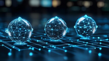 Poster - Colorful Energy Spheres Representing Connectivity and Digital Essence
