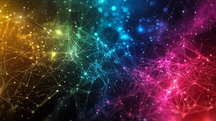 Poster - Colorful Abstract Visualization of Data Networks and Digital Connections