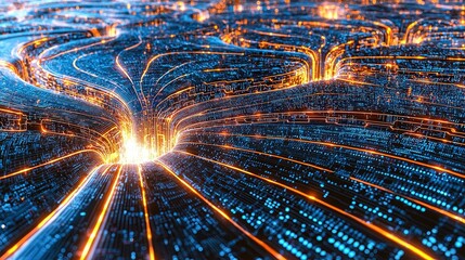 Poster - Cosmic Connection Paths Interpreted Through Abstract Digital Landscape