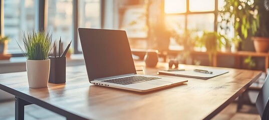Poster - a professional workspace with a focus on a clean desk
