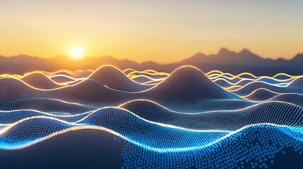 Poster - Digital Connections Accentuated in a Blend of Light and Nature at Sunset