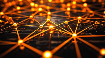 Poster - Digital Connections Depicted Through Glowing Nodes and Network Patterns