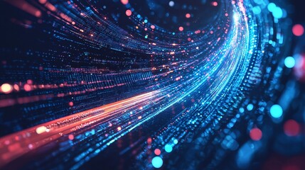 Poster - Dynamic Digital Connections Flowing Through Vibrant Data Streams and Light