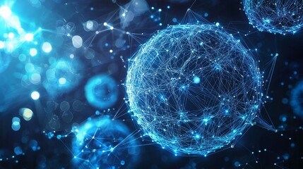 Poster - Abstract Digital Spheres Representing Connections and Encapsulation in Technology