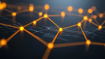 Poster - Abstract Connections with Energetic Dots and Dancing Lines on Dark Background