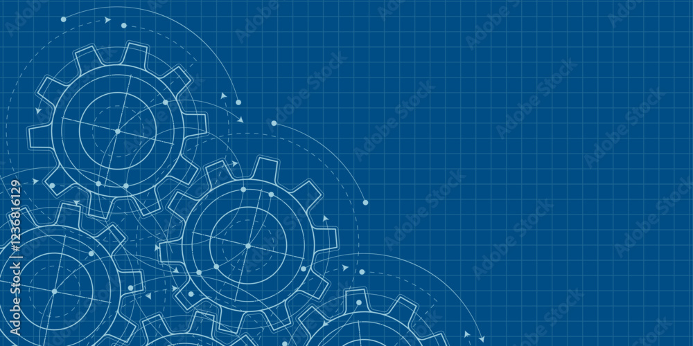 Gears. Technical drawing of gear .Engineering industry. Technology ...