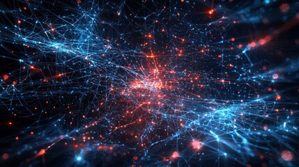 Poster - Futuristic Abstract Network Visualization in Colorful Cyberspace Design