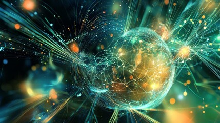 Poster - Ethereal Digital Abstractions with Vibrant Energy and Illuminating Light