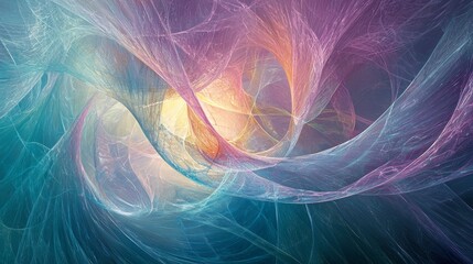 Poster - Ethereal Swirls of Colorful Hues with Intertwining Light Patterns