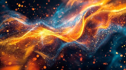 Poster - Fiery Abstract Energy Spark with Dynamic Colors and Motion Effects