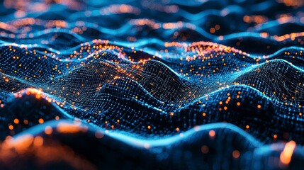 Fototapete - Flowing Digital Lines Connecting in a Dynamic Abstract Background