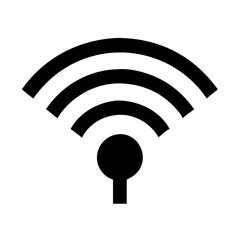 Poster -  A simple, bold black Wi-Fi symbol on a white background. Represents wireless connectivity and network access.