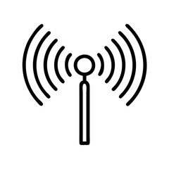 Poster - A simple, outlined Wi-Fi symbol in black on a white background. Represents wireless connectivity and network access.