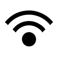 Poster -  A simple, bold black Wi-Fi symbol on a white background. Represents wireless connectivity and network access.