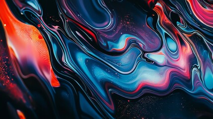 Poster - Abstract Fluid Shapes with Vibrant Colors Reflecting Movement and Depth
