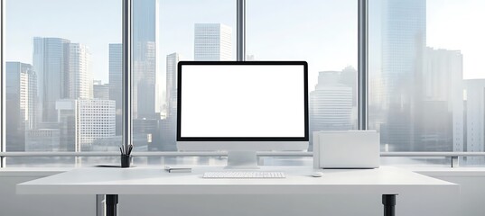 Poster - a professional workspace with a large digital display