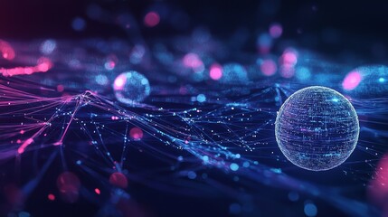 Poster - Digital Fluid Lines and Spheres Forming Cybernetic Connections in 3D