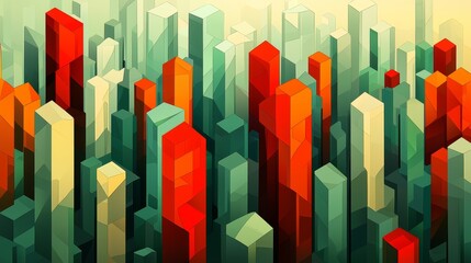 Poster - Abstract Geometric Data Constructs in Rising Skyscrapers Style