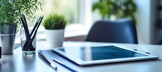 Poster - a professional workspace with a focus on a clean desk