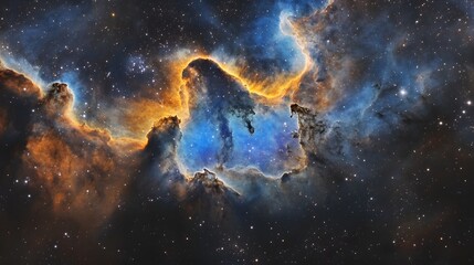 Aufkleber - Breathtaking image of a vibrant colorful cosmic explosion within a swirling galactic nebula filled with interstellar dust clouds and glowing celestial elements  This abstract