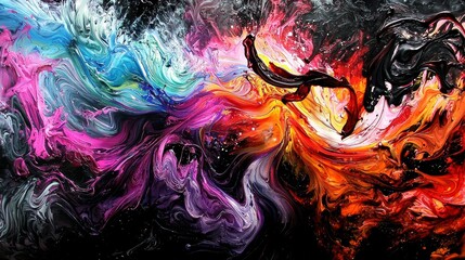 Poster - Intriguing Colorful Swirls of Paint with Dynamic Intertwining Patterns